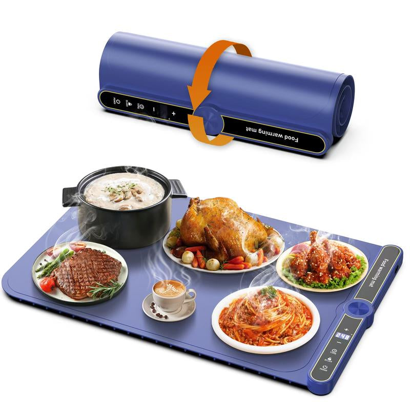 Electric Warming Tray - Foldable Food Warming Mat with 9 Temp Setting, Full-Surface Heat in 5S, 4 Hours Auto-Off, Easy to Clean with Nano-Material, for Buffet, for Party, for Thawing