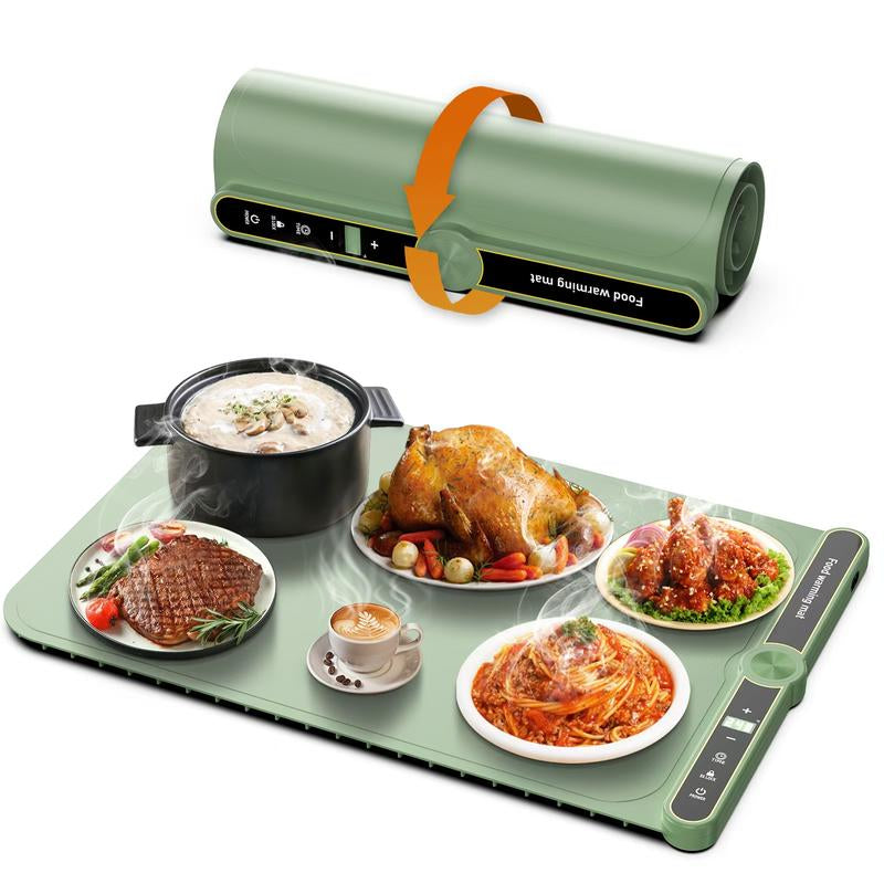 Electric Warming Tray - Foldable Food Warming Mat with 9 Temp Setting, Full-Surface Heat in 5S, 4 Hours Auto-Off, Easy to Clean with Nano-Material, for Buffet, for Party, for Thawing