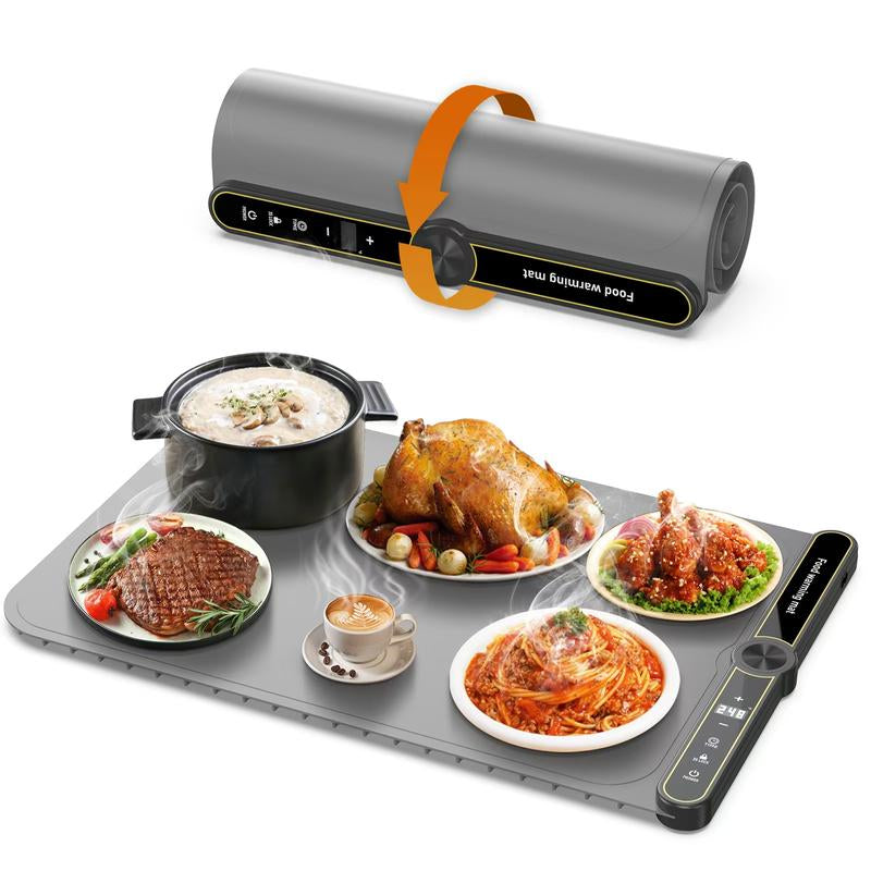 Electric Warming Tray - Foldable Food Warming Mat with 9 Temp Setting, Full-Surface Heat in 5S, 4 Hours Auto-Off, Easy to Clean with Nano-Material, for Buffet, for Party, for Thawing